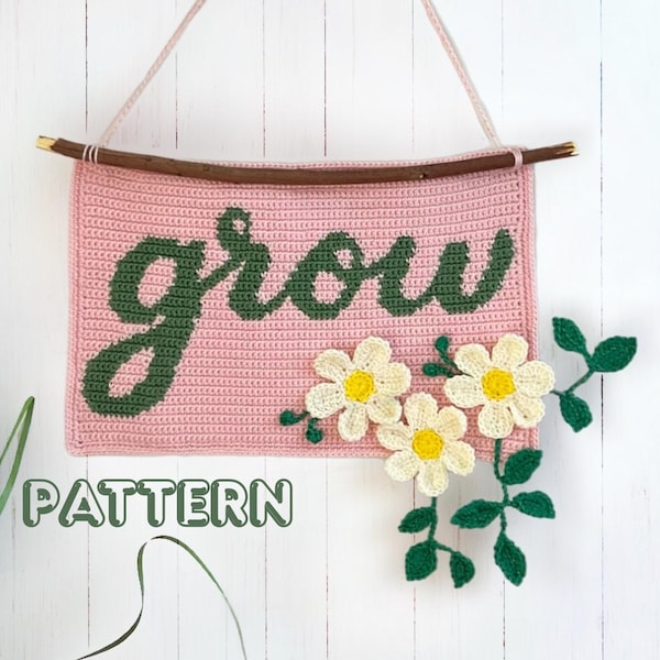 Crochet Wall Hanging Pattern: 3D Flower Tapestry, Boho Decor (PDF Download)