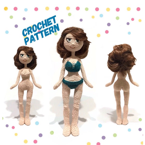 Crochet doll pattern, crochet base Doll Pattern, amigurumi female doll, pdf download, DIY, craft pattern, crochet toy