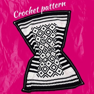 Boho Crochet Blanket Pattern | Black and White Tapestry Throw | Modern Crochet Blanket PDF | Boho Home Decor | Crochet Afghan Pattern