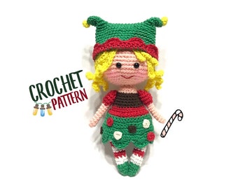 Crochet Elf doll pattern, Crochet Amigurumi pattern, Christmas xmas doll pattern, beginner amigurumi pdf pattern, toy pattern, gifts for her