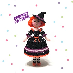 Crochet doll pattern, crochet Witch Doll Pattern, pdf tutorial, crochet pattern, amigurumi, modèle de crochet, diy, Halloween pattern, toy