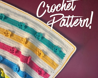 Baby Blanket Crochet Pattern with 3D Flowers – PDF, Easy to Follow, Nursery Blanket