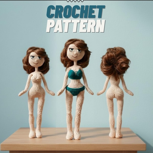 Crochet Doll Pattern PDF – Amigurumi Female – 10 Inch Base Doll – DIY Craft Toy