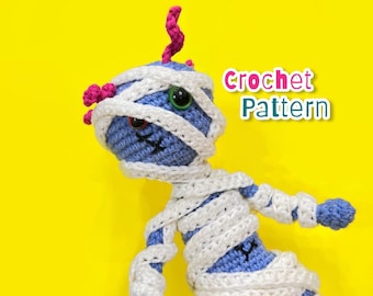 Mummy crochet doll, crochet pattern, easy crochet pattern, zombie doll, Halloween doll , small doll pattern, scary doll , diy