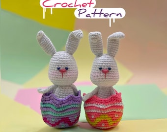 crochet bunny pattern, AMIGURUMI pattern,  easter bunny egg , PDF tutorial, easter pattern, crochet animal pattern, Crochet Rabbit Pattern
