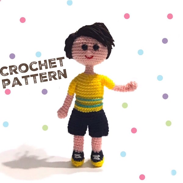 Crochet Mini Boy Doll Pattern: Amigurumi Soccer Jersey Outfit (PDF Pattern)