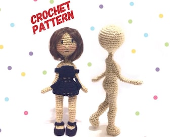 Crochet Doll Pattern: 6'' Base Amigurumi Doll (PDF) With Dress Outfit