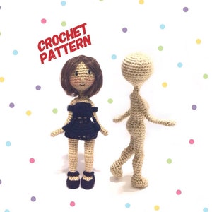 Crochet Doll Pattern, doll base pattern, crochet pattern, small doll, crochet mini doll, amigurumi pattern, crochet easy doll, basic doll image 1