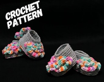 crochet baby booties pattern, Easy Adjustable slippers, pdf download, Sizes 0 to 36 Months