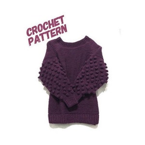Crochet Pullover Pattern, Crochet Sweater Pattern, Adjustable , pdf, women top pattern, adult sizes, top down pullover, beginners pattern image 1