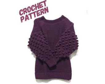 Crochet Pullover Pattern, Crochet Sweater Pattern, Adjustable , pdf, women top pattern, adult sizes, top down pullover, beginners pattern
