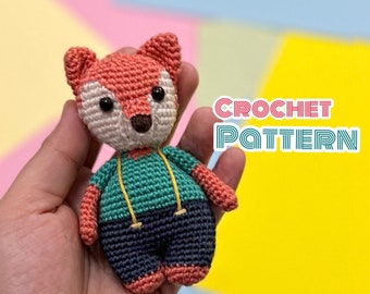 Crochet fox Pattern, amigurumi, crochet pattern, PDF download, crochet animal pattern, diy, crochet keychain pattern, toy