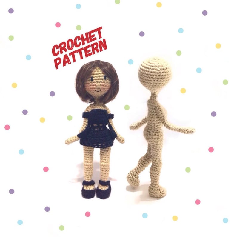 Crochet Doll Pattern, doll base pattern, crochet pattern, small doll, crochet mini doll, amigurumi pattern, crochet easy doll, basic doll image 1