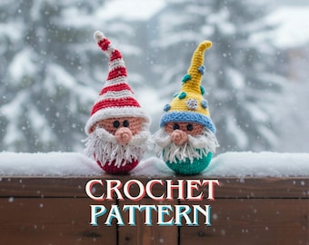 Gehaakt amigurumi-patroon kabouter: beginnersvriendelijk Scandinavisch mini-kerstornament (pdf)