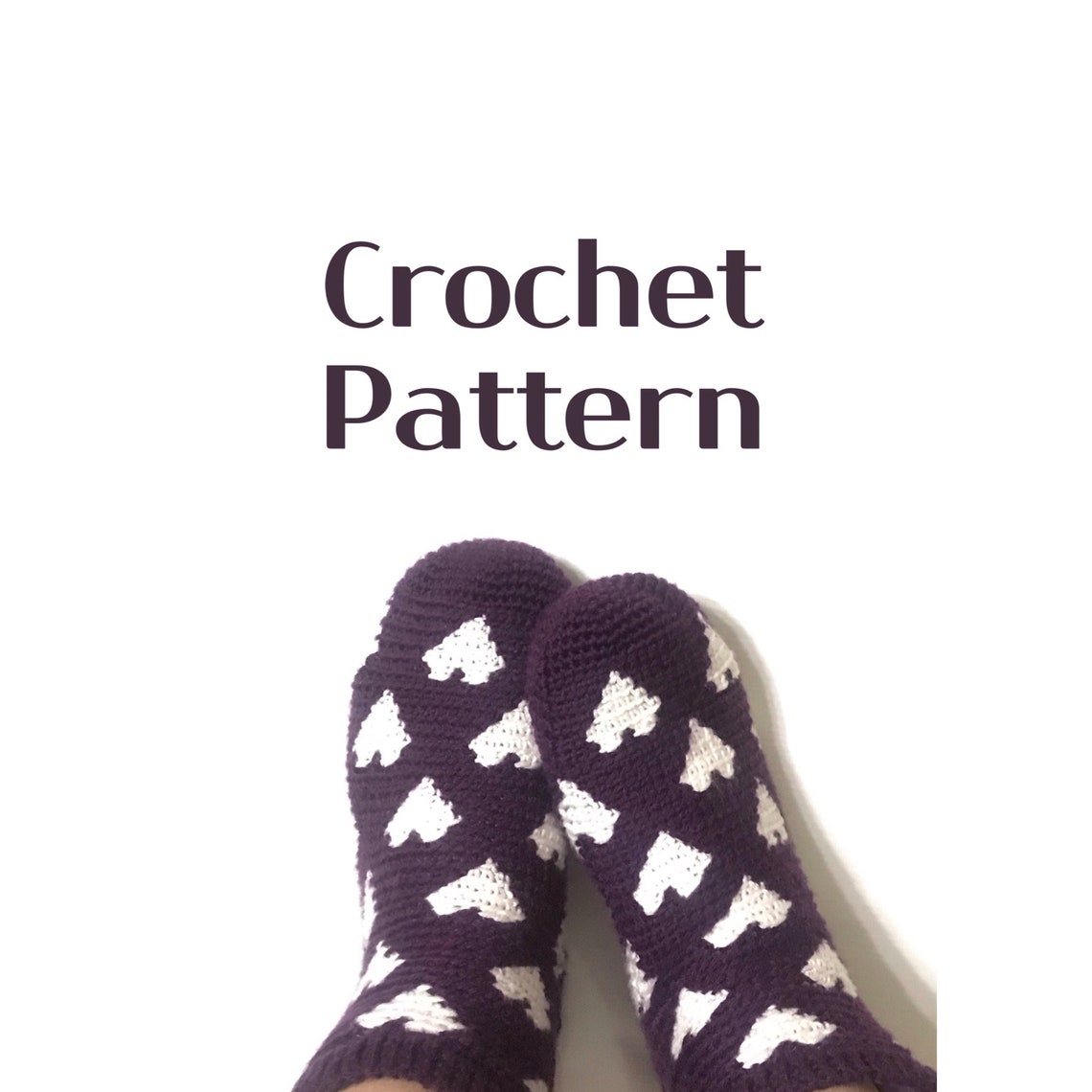 CROCHET SOCKS PATTERN Pdf Tutorial Easy to Follow Heart Sock Etsy