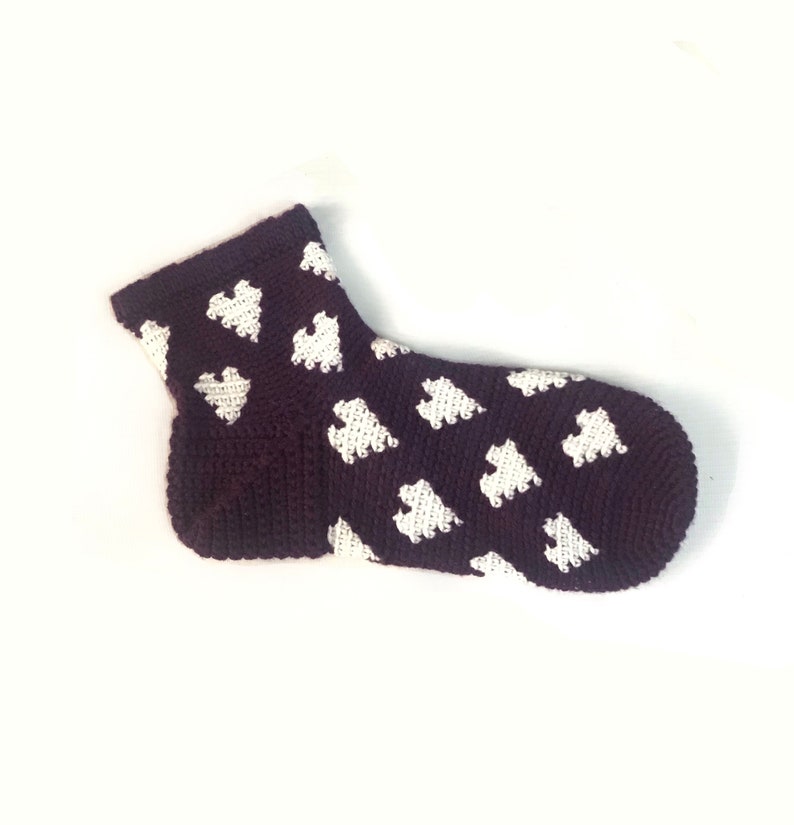 CROCHET SOCKS PATTERN Pdf Tutorial Easy to Follow Heart Sock Etsy