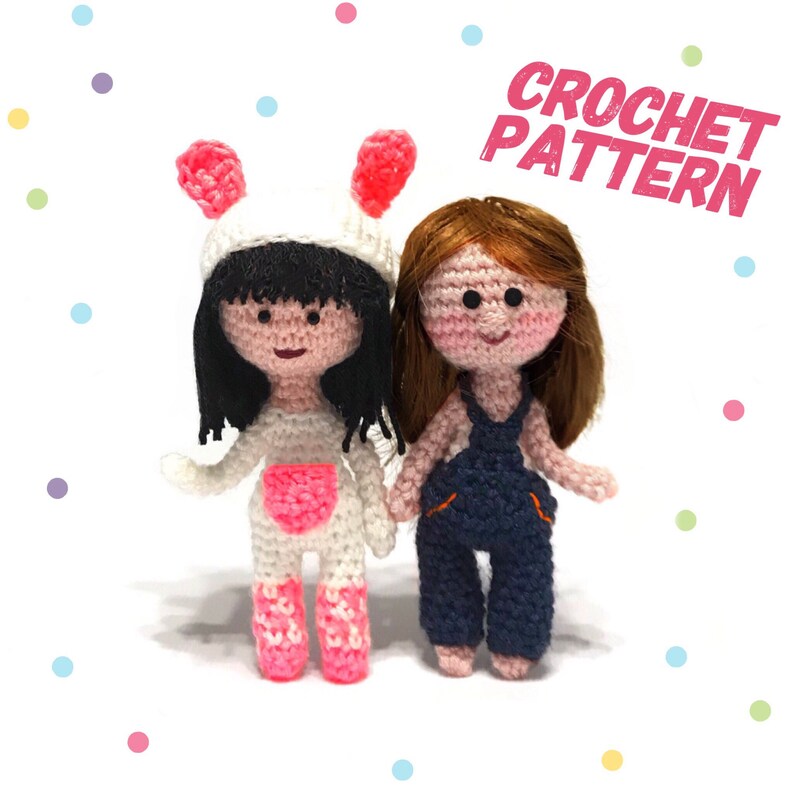 crochet doll pattern crochet mini doll with clothes crochet image 0