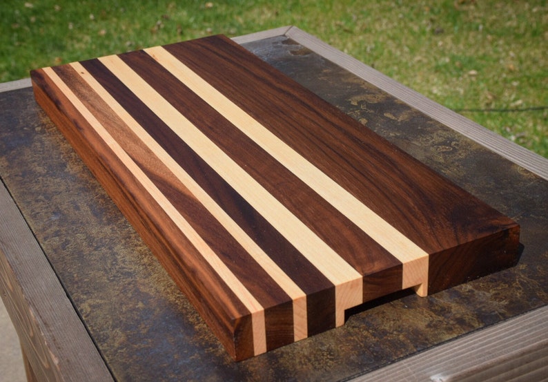 Handmade Custom Cutting Board With Finger Grip Walnut and Maple - Etsy