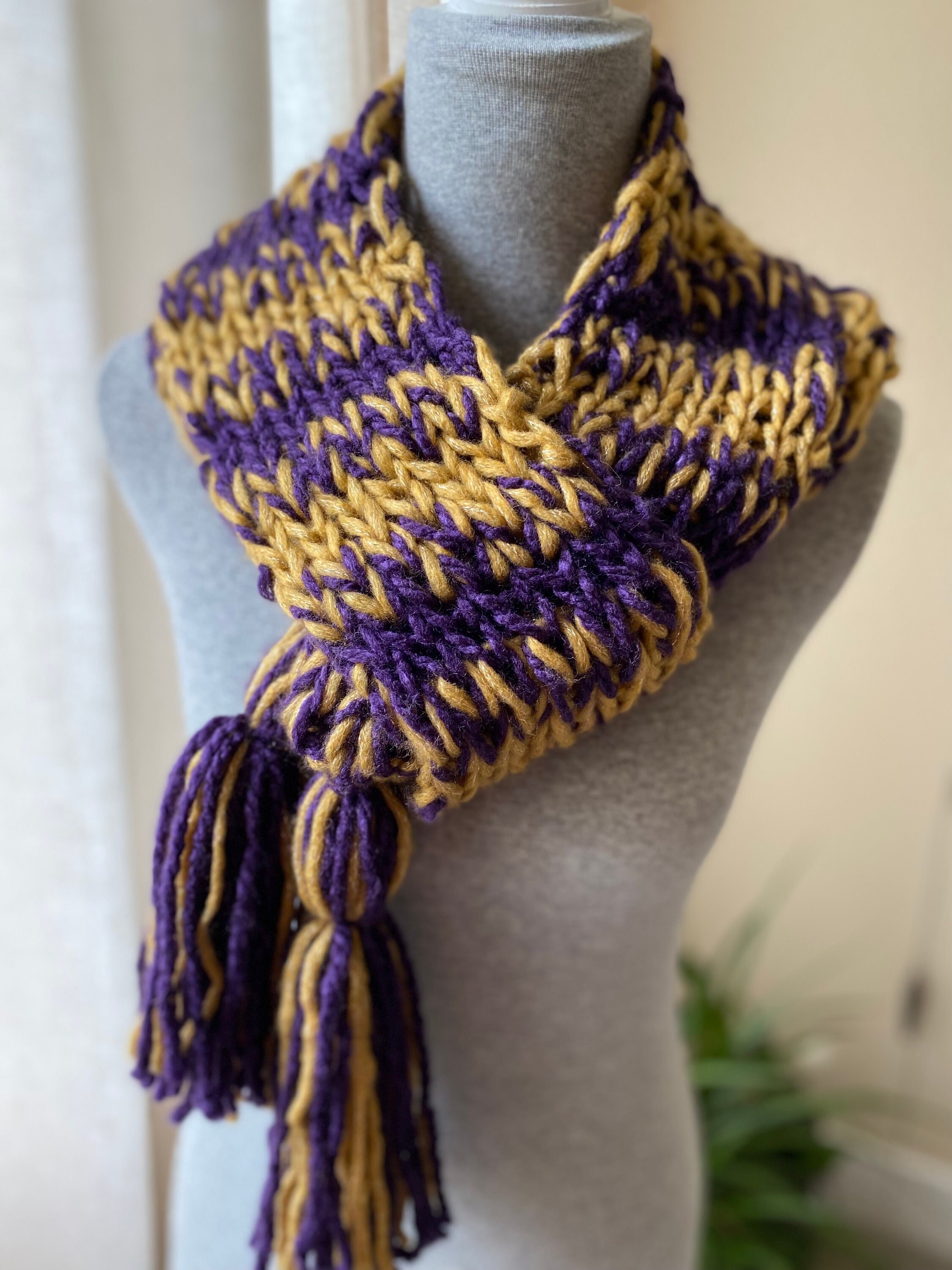 Purple and Gold Scarf With Tassels - Etsy Singapore