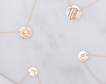 Simple Monogram Necklace, Sterling Silver Necklace with Monogram, Gold Fill Circle Initial Necklace, Mom Gift, Girlfriend Gift, Gift for Mom