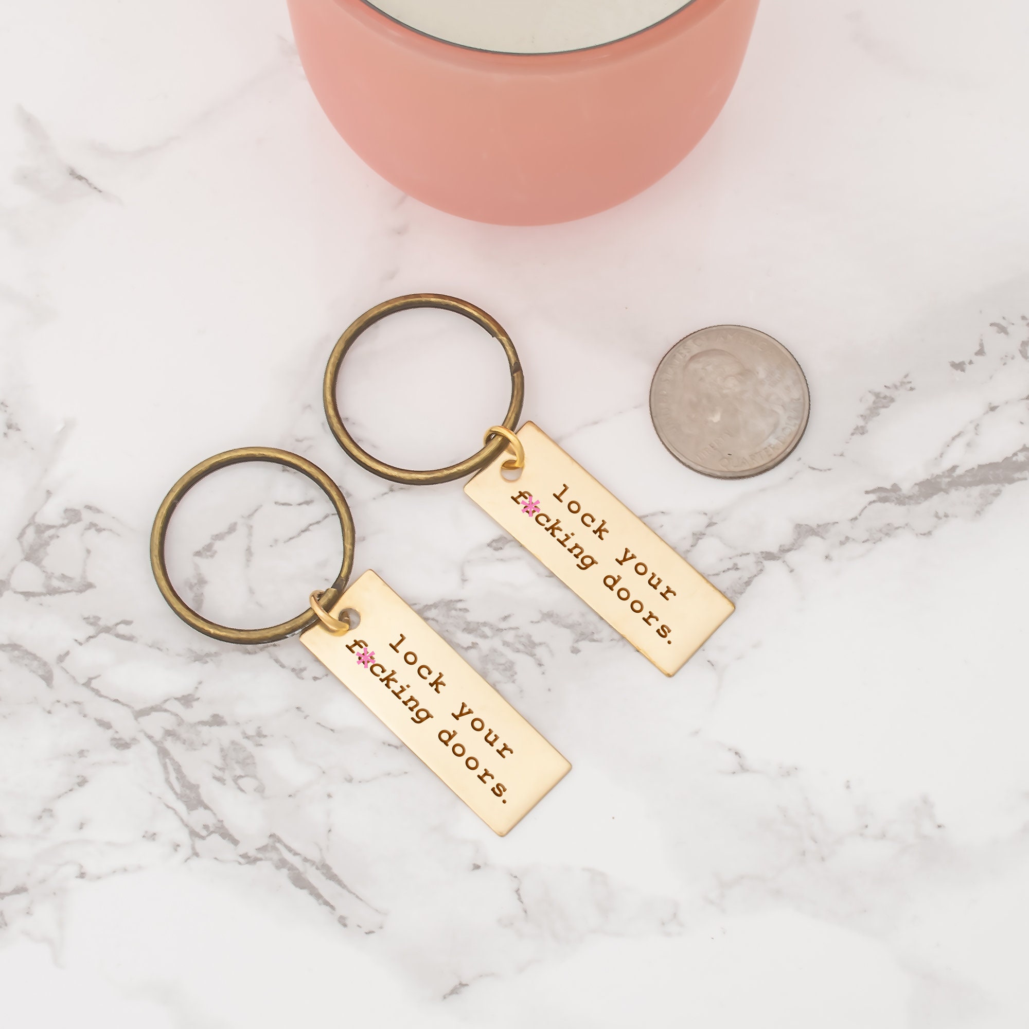 Lock Your Door Engraved Keychain Simple Keychain Etsy UK