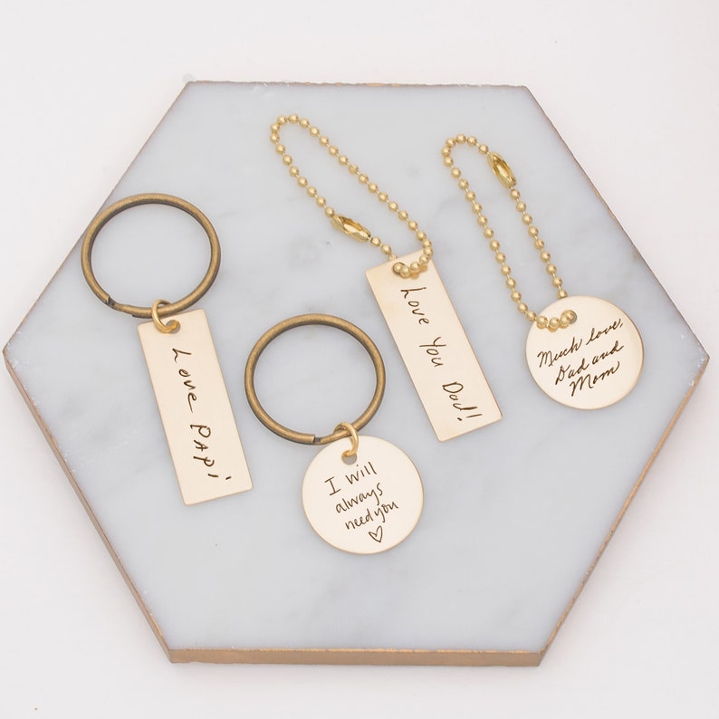 Custom Keychain for Dad Husband Father Actual Handwriting Etsy
