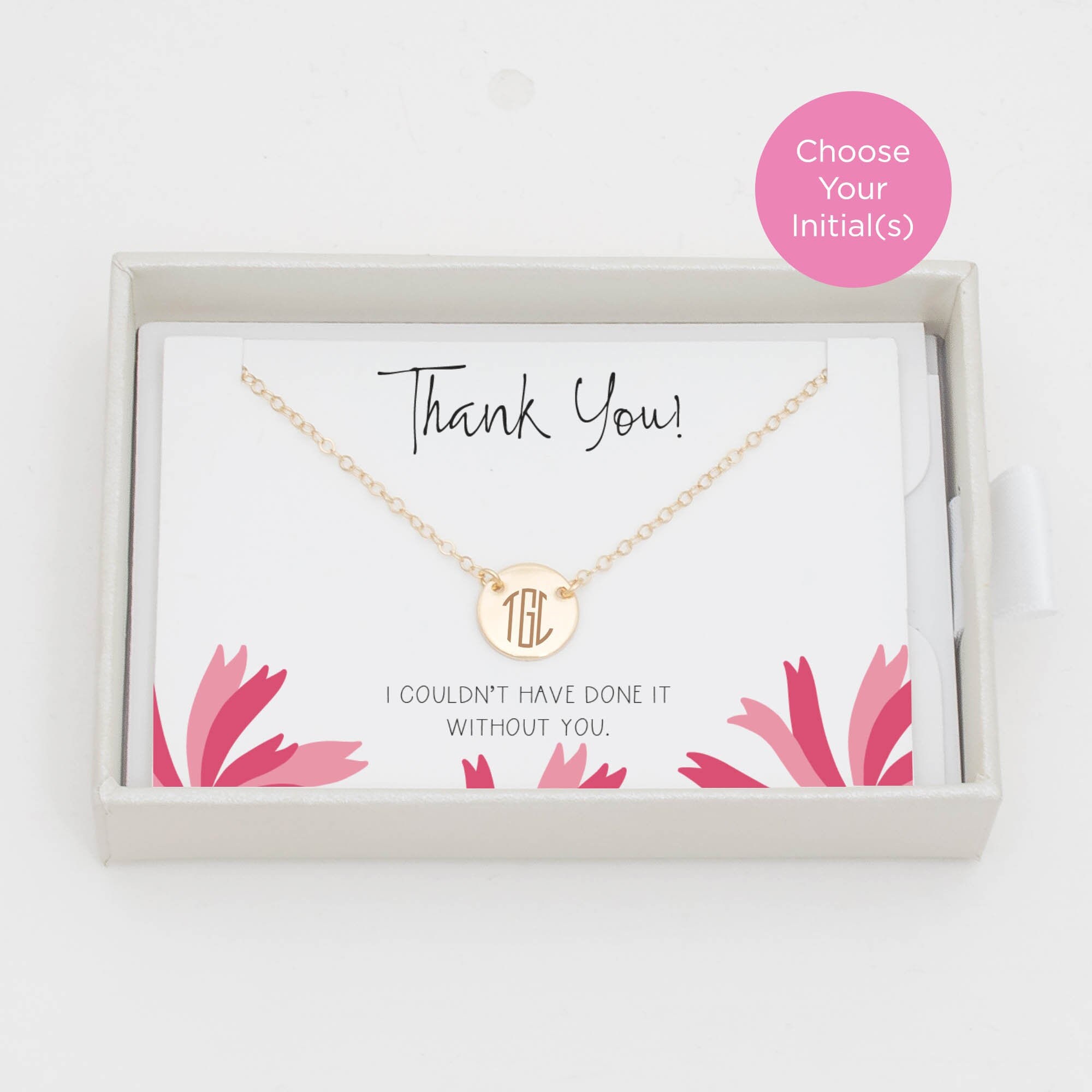 Thank You Necklace Dainty Personalized Circle Necklace Etsy