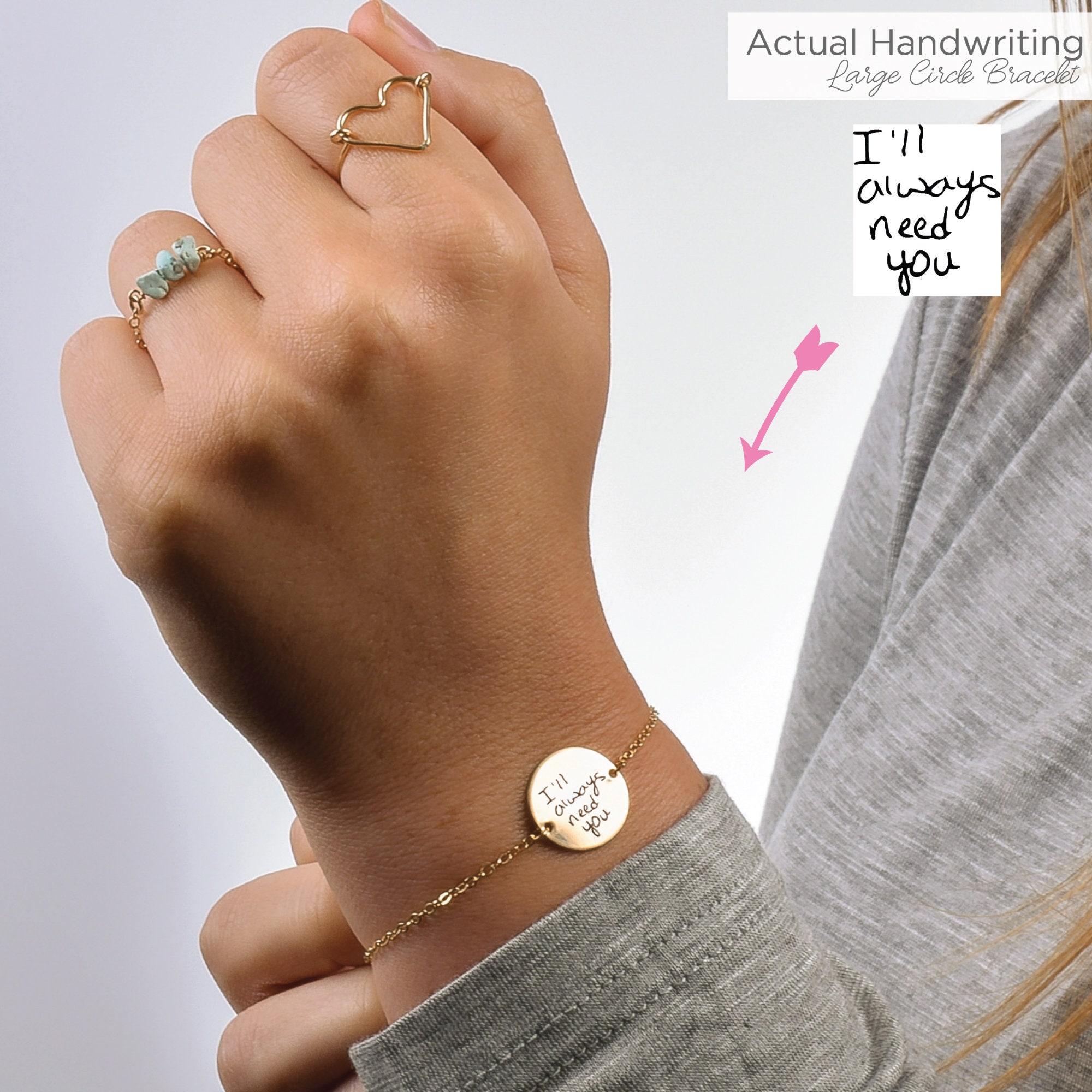 Handwritten Bracelet Engraved Handwriting Gift Signature Etsy