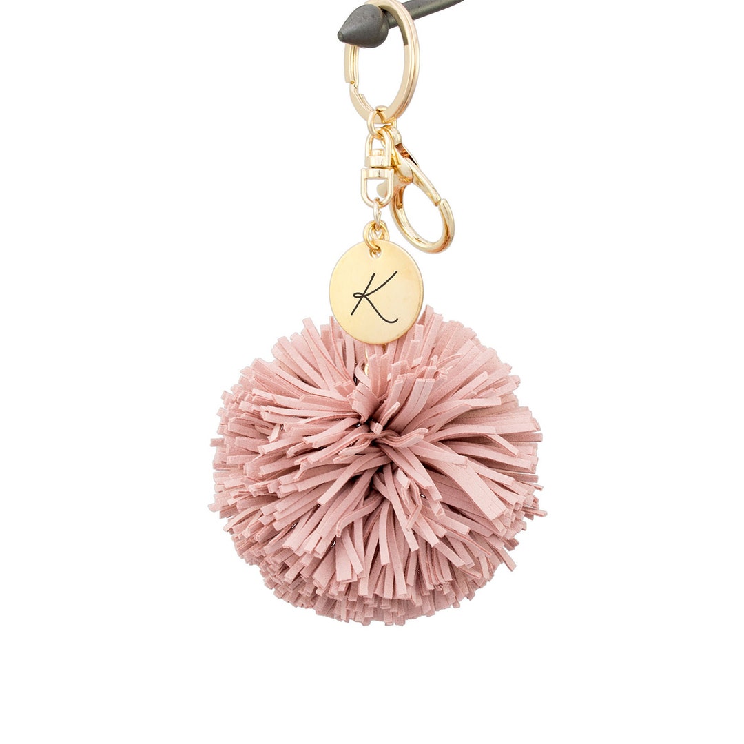 Initial Pom Tassel Keychains Personalized Keychain Custom Etsy