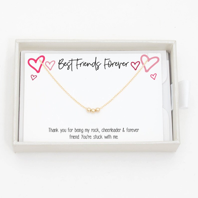 Best Friends Forever Gift Necklace Dainty Bead Trio Layering Etsy