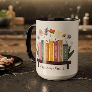 Personalized Book Lover&#39;s Mug with Custom Name | Mom or Grandma Gift Idea Gift for Book Lover