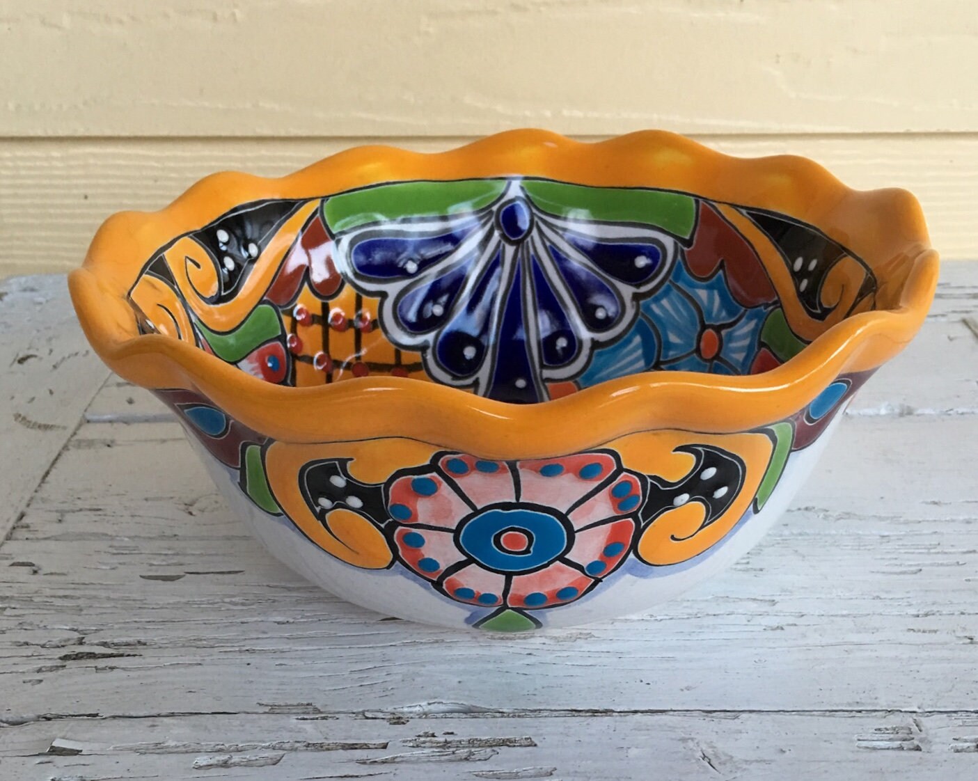 Mexican Talavera Pottery Serving Bowl Salad Bowl Vegtable Bowl