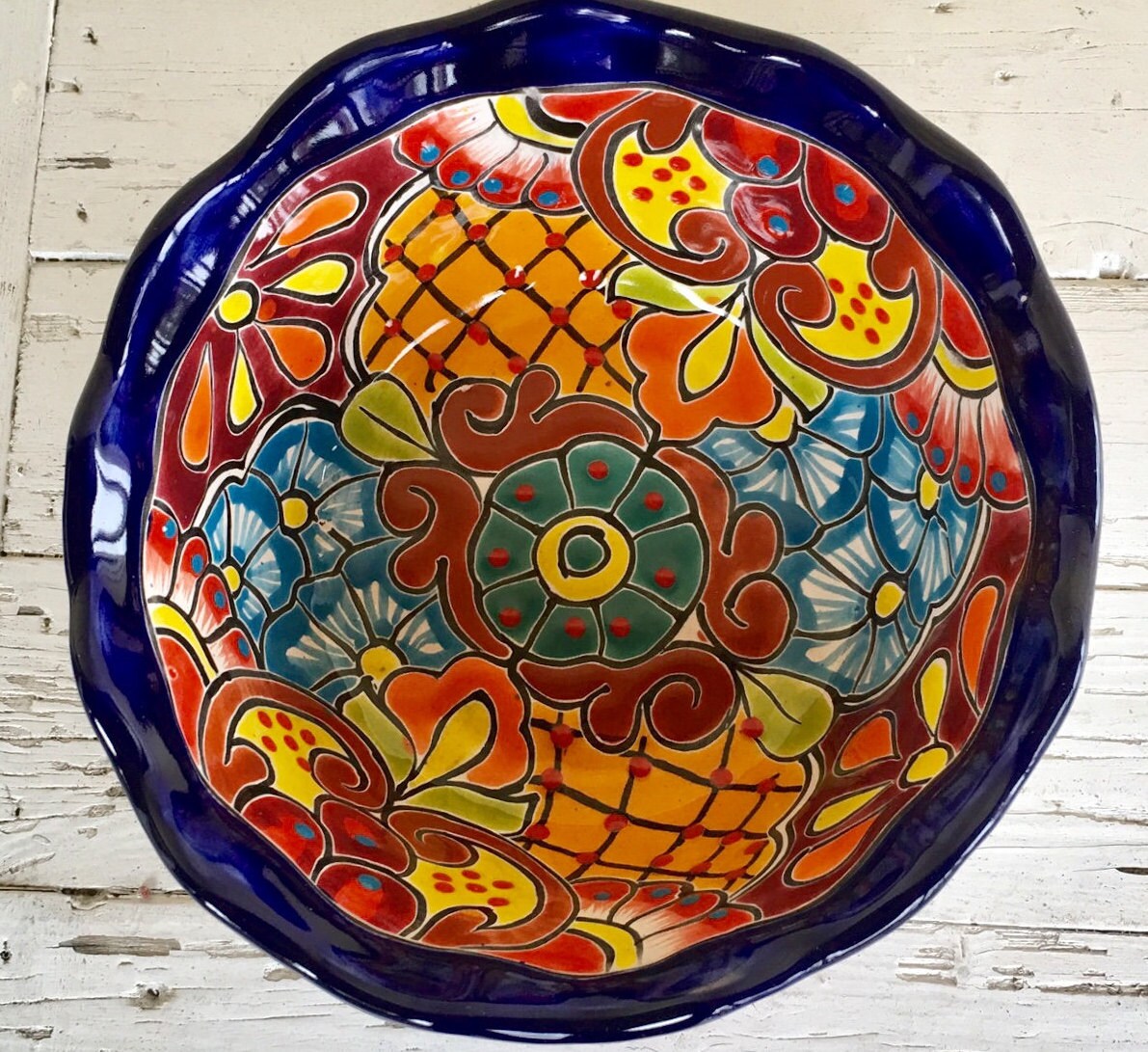 Mexican Talavera Pottery Serving Bowl Salad Bowl Vegtable Bowl