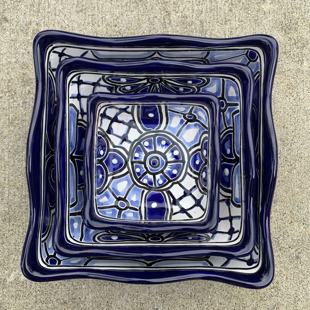 Talavera Pottery Serving Square Bowl Set Salad Bowl Etsy