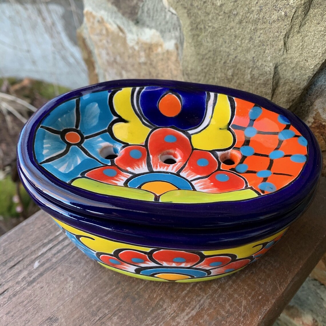 Talavera Soap Dish Ceramic Two Piece Hand Painted Soap Dish Etsy