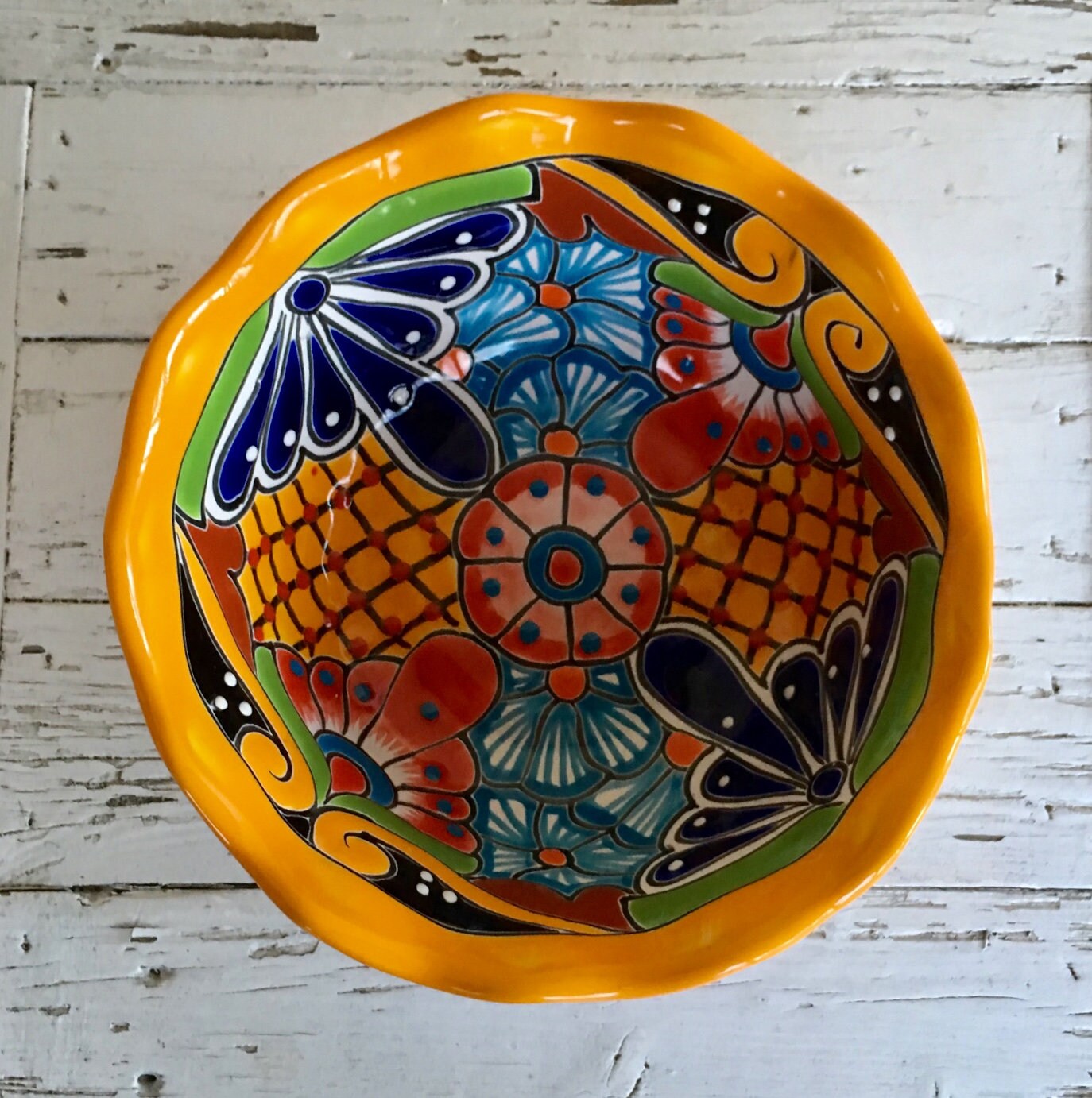 Mexican Talavera Pottery Serving Bowl - Salad Bowl - Vegtable Bowl