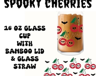 Vaso de cristal con forma de cerezas espeluznantes
