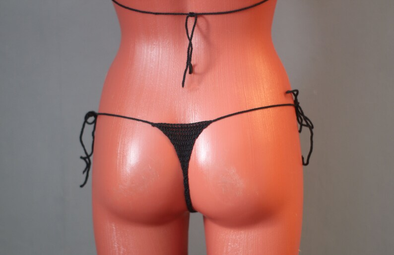 Extreme micro bikini Crochet black bikini.