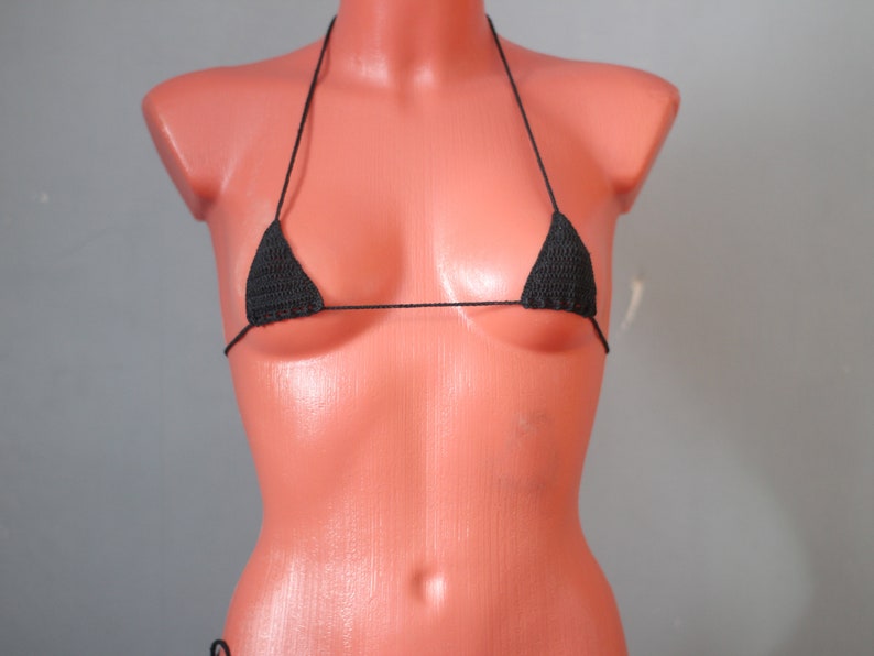 Extreme micro bikini Crochet black bikini.
