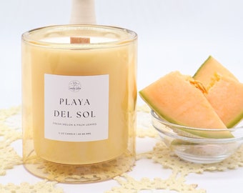 Playa del Sol Luxury Candle 12oz, Beach Candle, Luxury Candle, Beach Day Candle, Mexican Candle, Melon Scent, Natural Candle, Latina Candle
