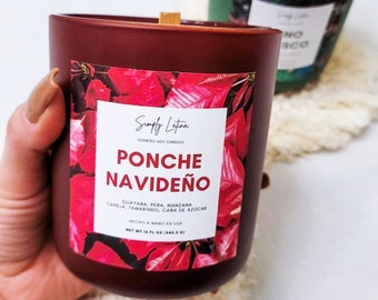 Ponche Navideño, 12oz Holiday Candle, Scented Soy Candles, Christmas Punch Candle, Soy Candle, Latina Candle, Vela de Soja, Velas Natural