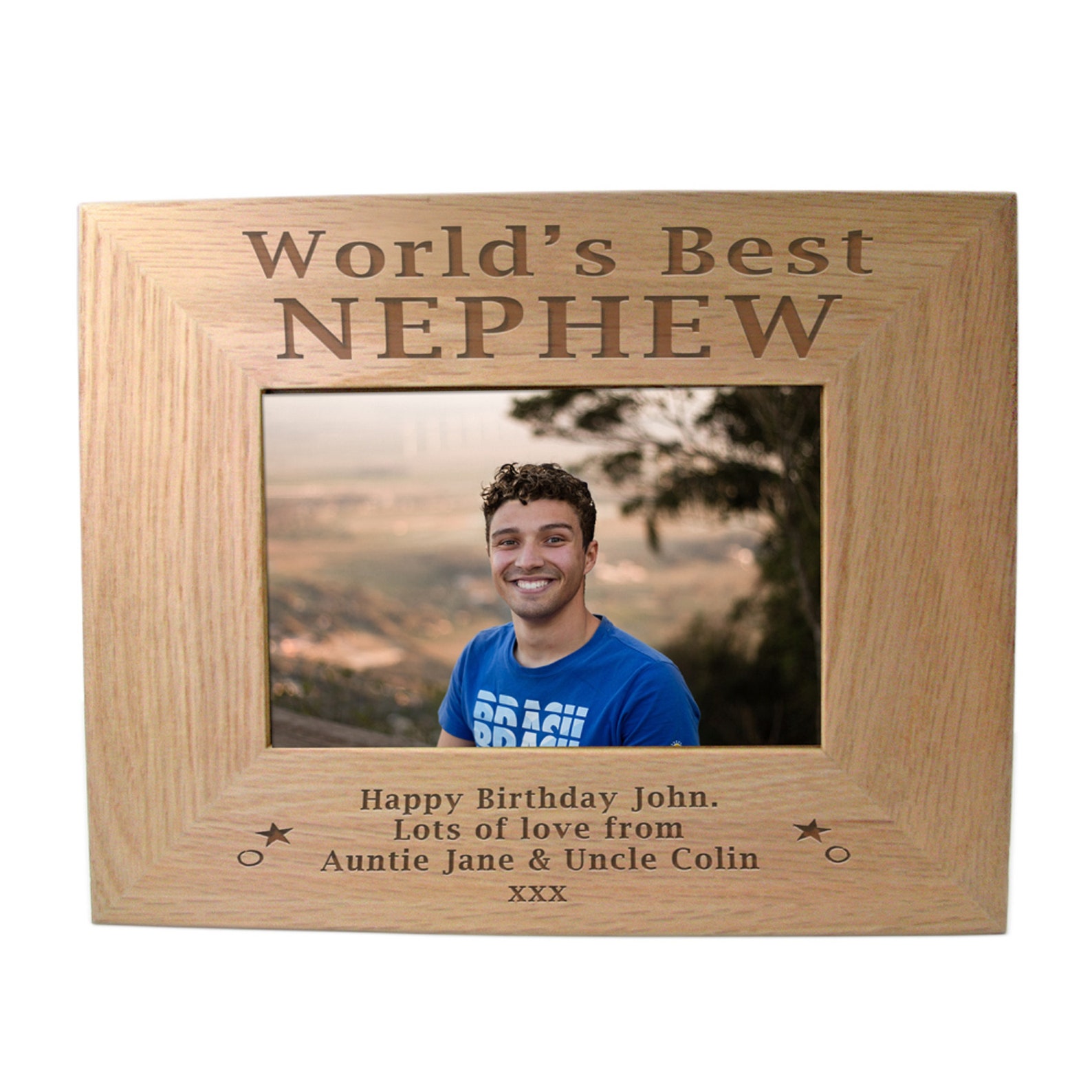 Engraved World's Best Nephew Oak Photo Frame His Unique Etsy