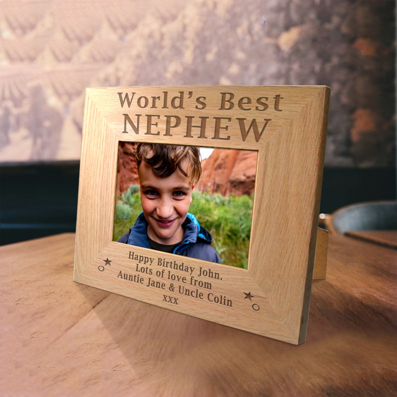Engraved World's Best Nephew Oak Photo Frame His Unique Etsy