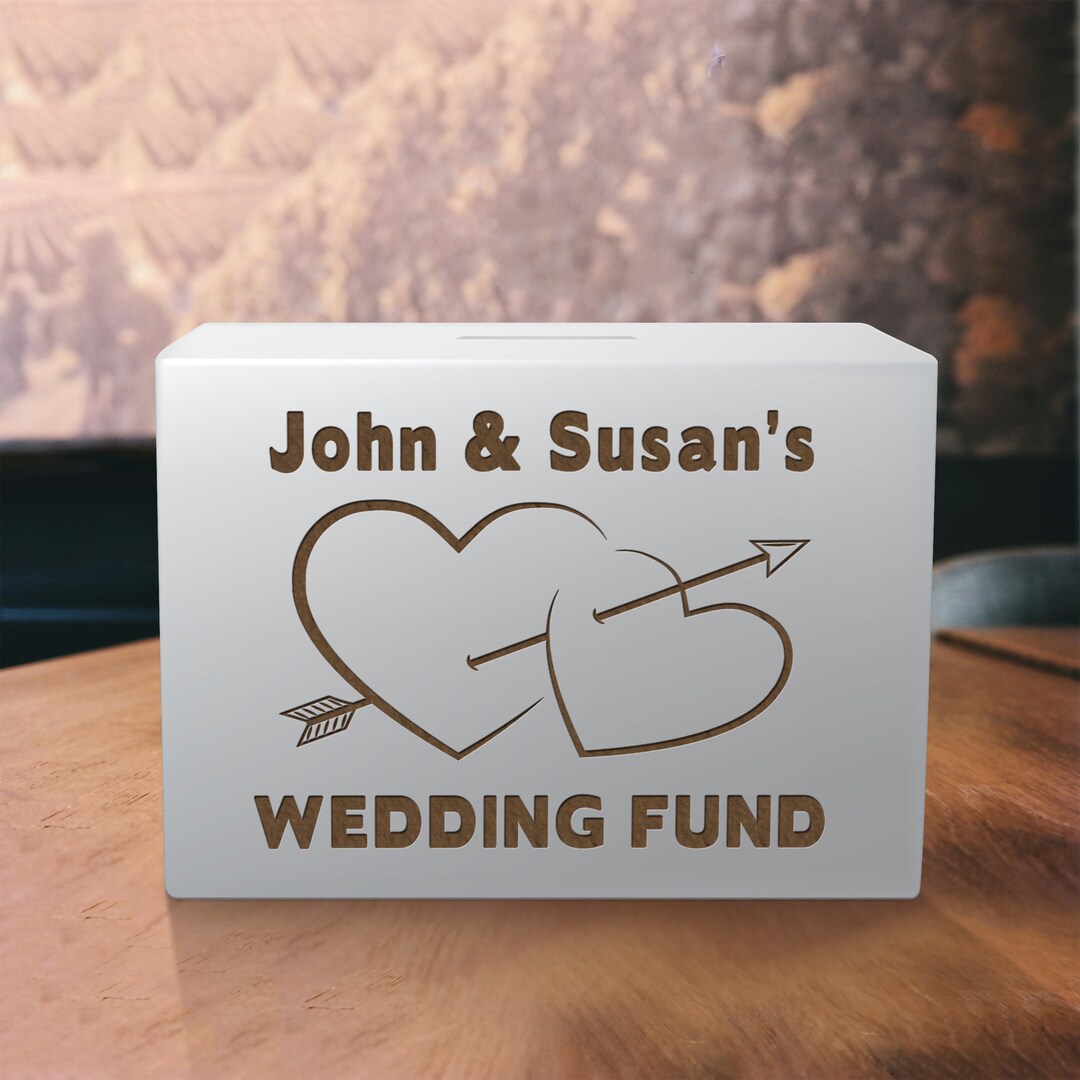 Personalised Wedding Fund Money Box Unique Engraved Wooden Etsy