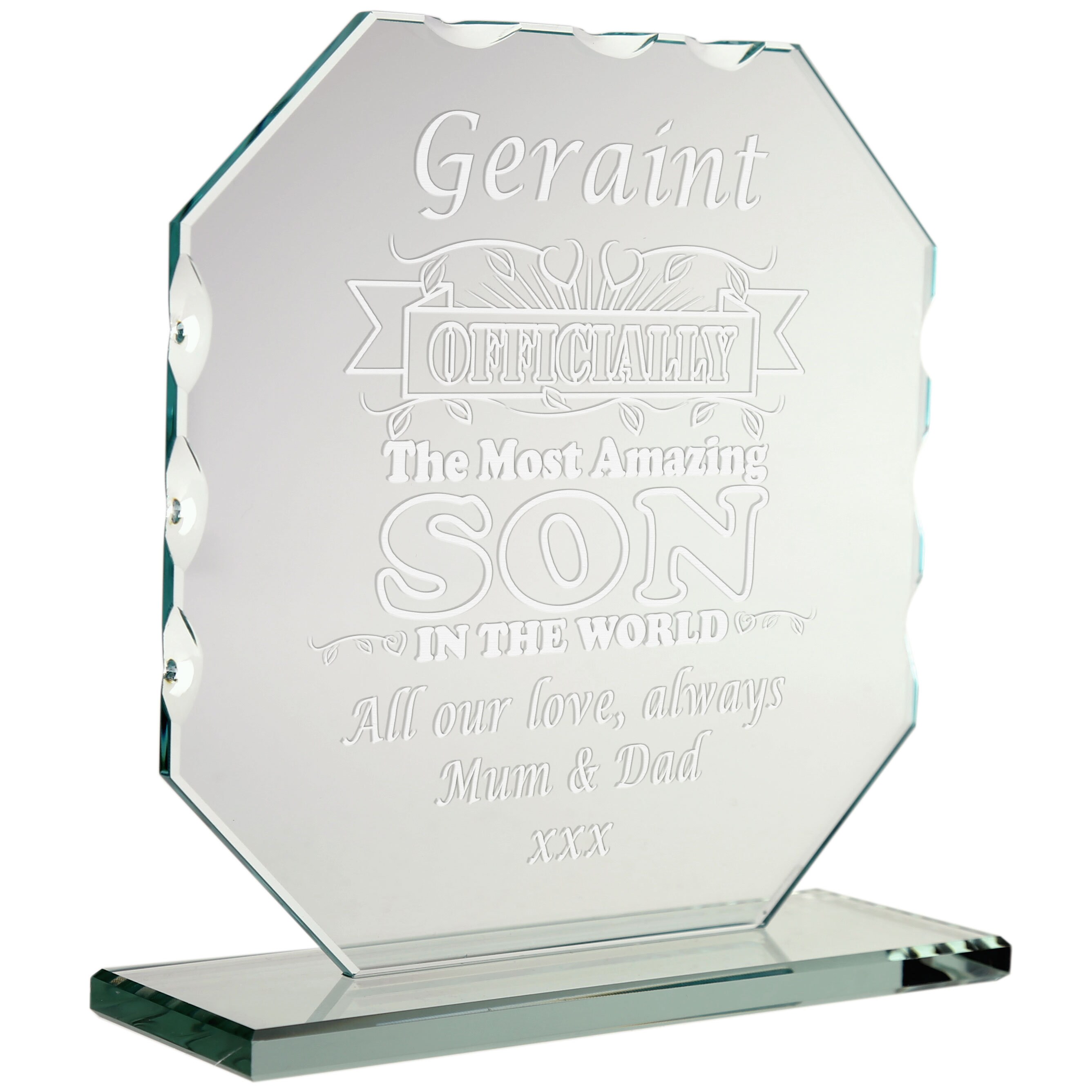 Engraved Amazing Son Cut Glass Frame Personalised Birthday Etsy