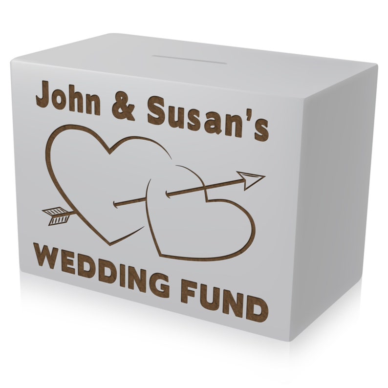 Personalised Wedding Fund Money Box Unique Engraved Wooden Etsy