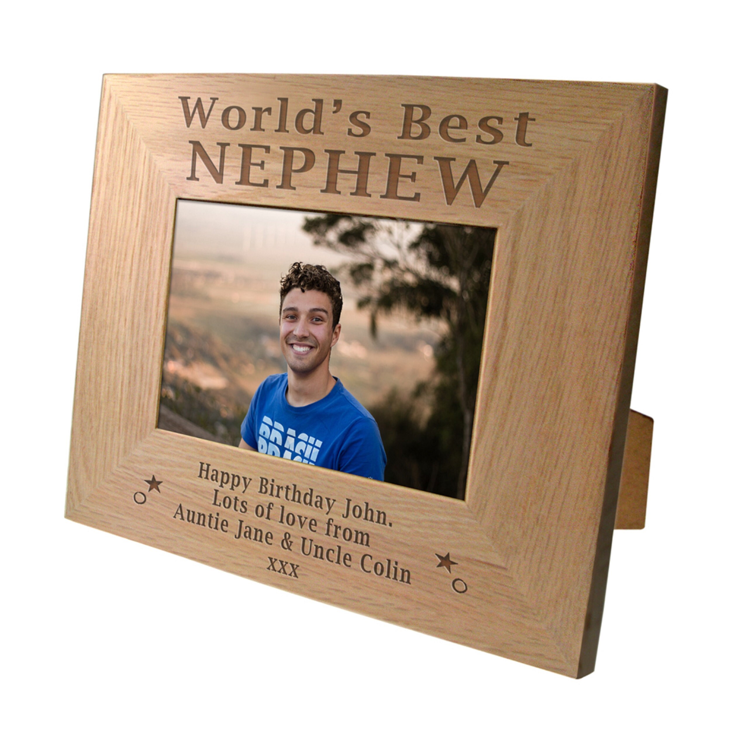 Engraved World's Best Nephew Oak Photo Frame His Unique Etsy