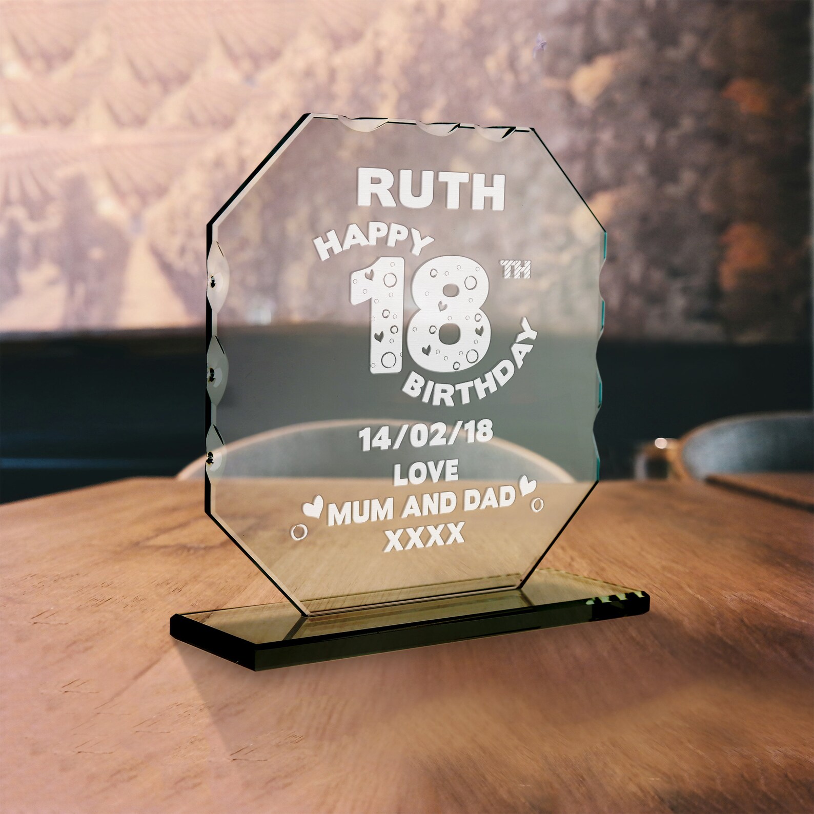 Girls Engraved 18th Birthday Cut Glass Plaque Daughters Personalised