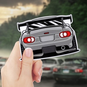 Naklejka winylowa Mazda Miata MX-5 / Naklejka NB Eunos Roadster / Modyfikowany srebrny / Twarde błotniki / Sztuka samochodowa JDM Stance / Laptop na okno