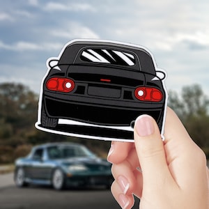 Mazda Miata MX-5 Vinyl Sticker / NA Eunos Roadster Aufkleber / Lagerware Schwarz Softtop / JDM Stand Drift Car Art / Fenster Laptop Wasserflasche